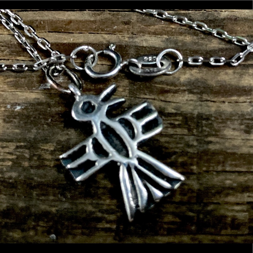 Vintage Native American Sterling Silver Zuni Thunderbird Pendant - Picture 2 of 7